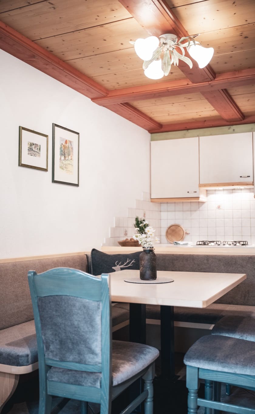 The village of Colfosco with the Sassongher from above